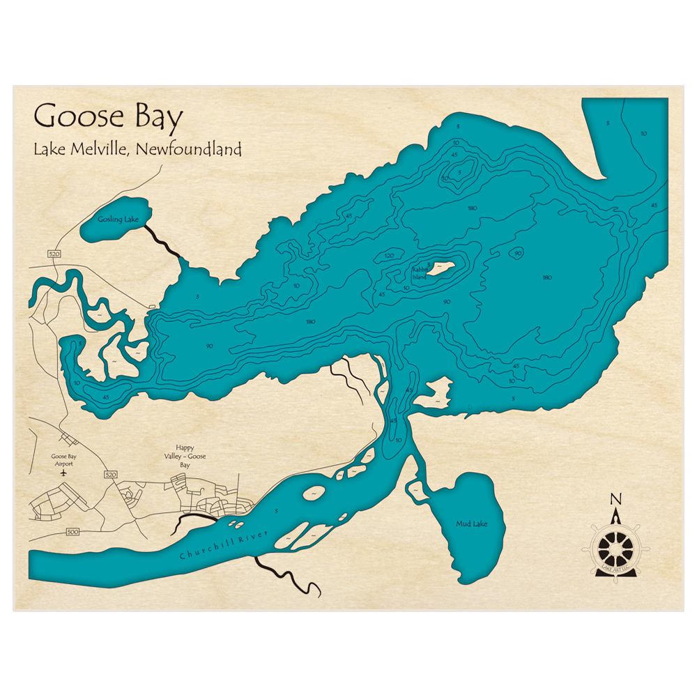 Goose Bay 3d Custom Wood Map Lake Art Llc 0984