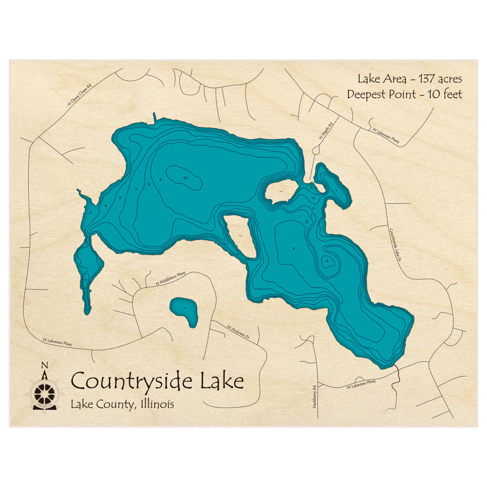 Countryside Lake 3d Custom Wood Map Lake Art Llc 1521