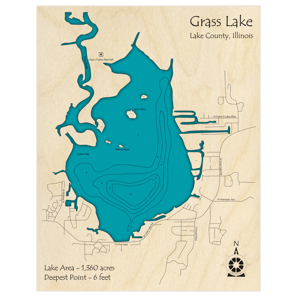 Grass Lake 3d Custom Wood Map Lake Art Llc 6082