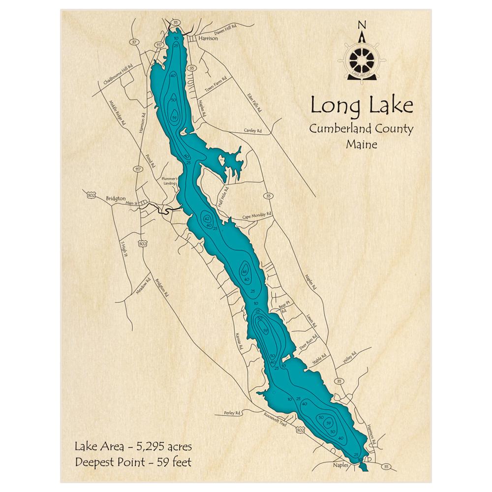 Long Lake 3D Custom Wood Map Lake Art LLC