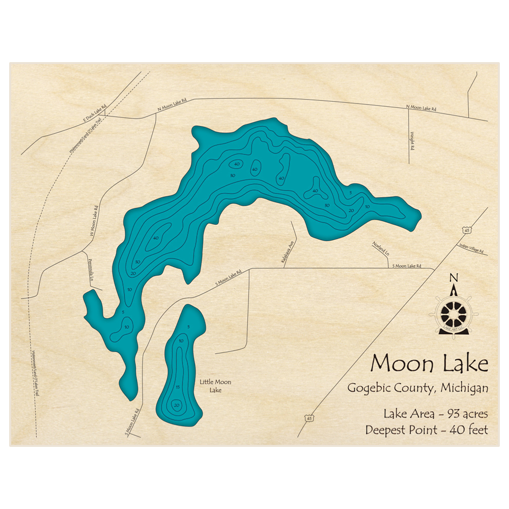 Moon Lake 3d Custom Wood Map Lake Art Llc