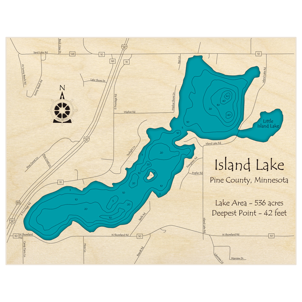 Island Lake 3d Custom Wood Map – Lake Art Llc