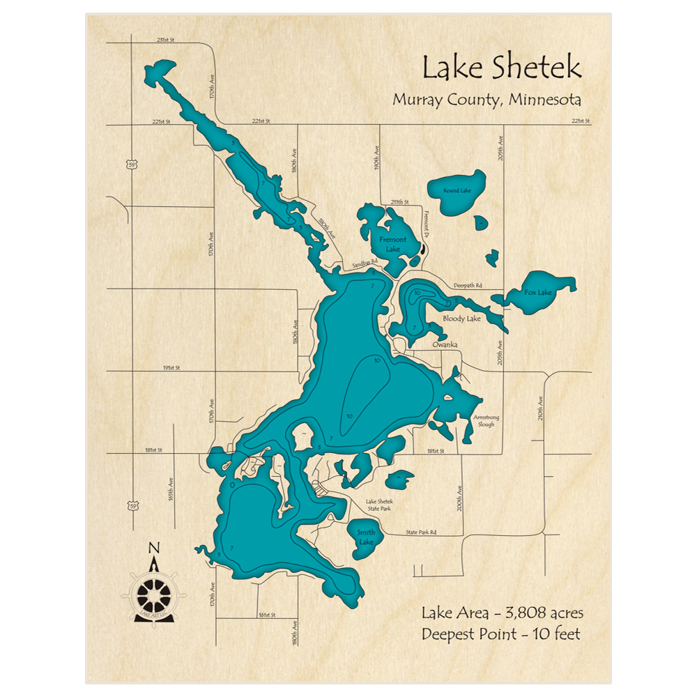 Lake Shetek 3d Custom Wood Map Lake Art Llc