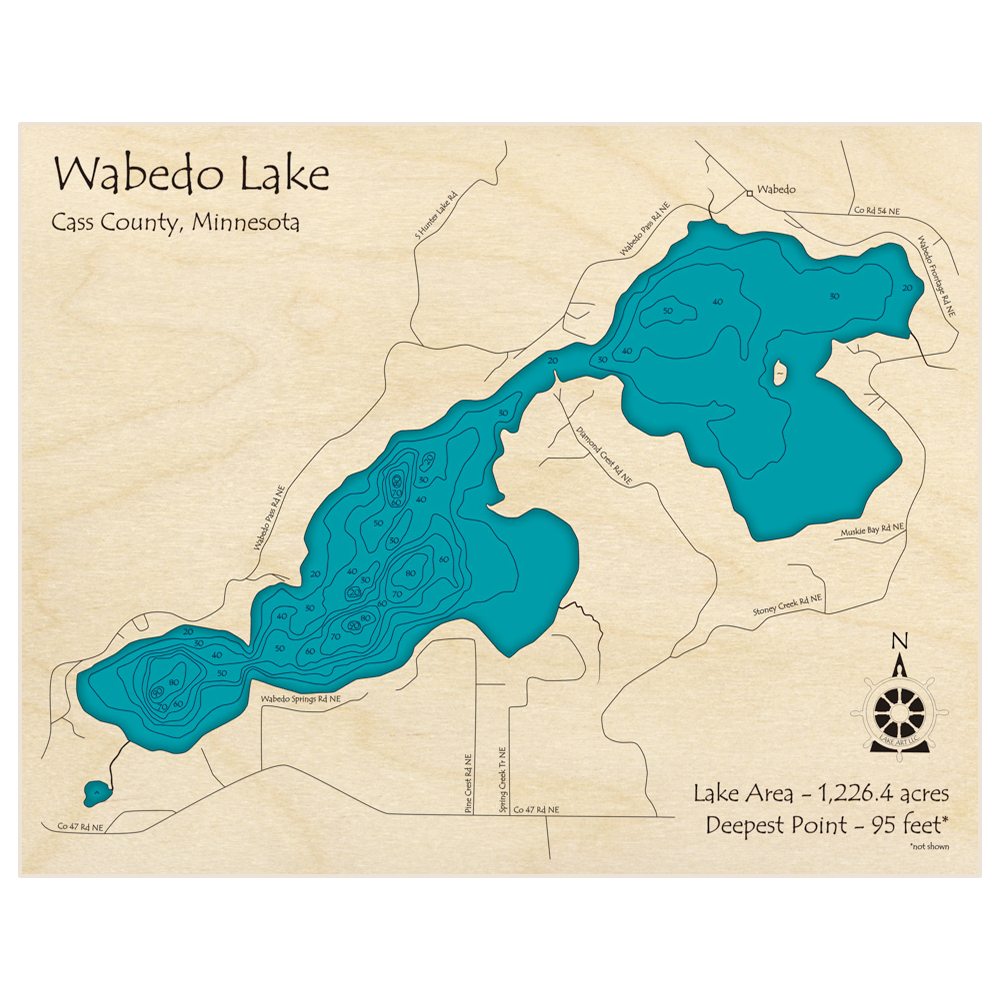 Wabedo Lake 3d Custom Wood Map Lake Art Llc 6056