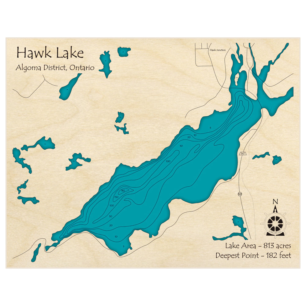 Hawk Lake 3D Custom Wood Map – Lake Art LLC