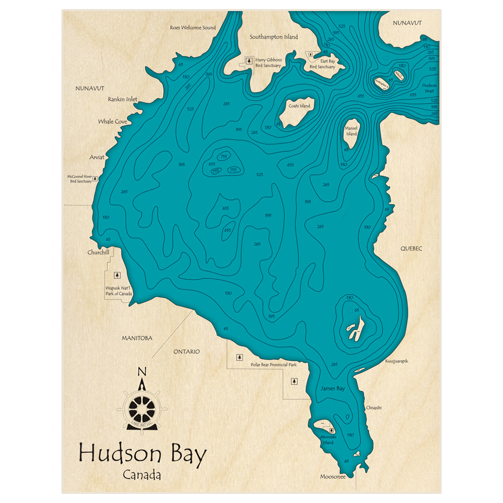 Hudson Bay 3d Custom Wood Map Lake Art Llc 4021