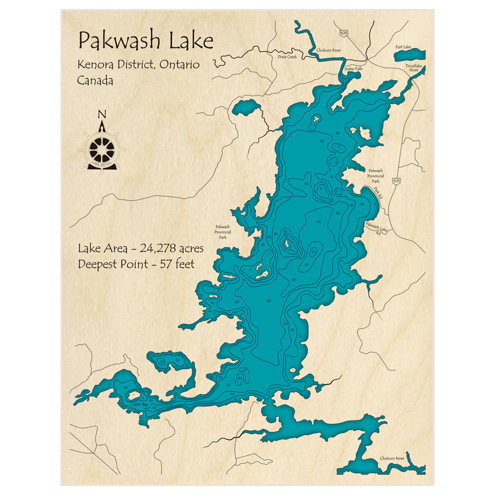 Pakwash Lake 3d Custom Wood Map – Lake Art Llc