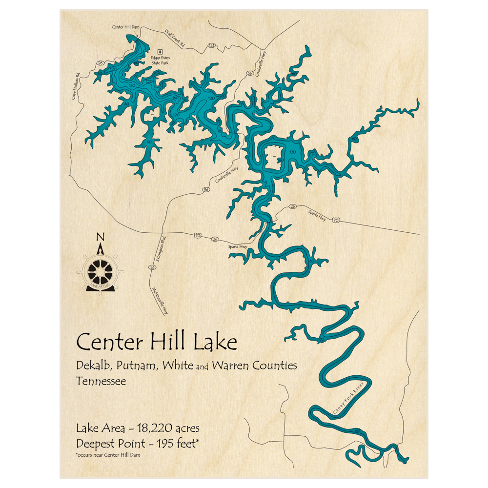 Center Hill Lake Map Abstract Watercolor Painting Nashville Tennessee Blue Gold Gouche Metallic Fine Art Decor 8x10 or on sale 11x14