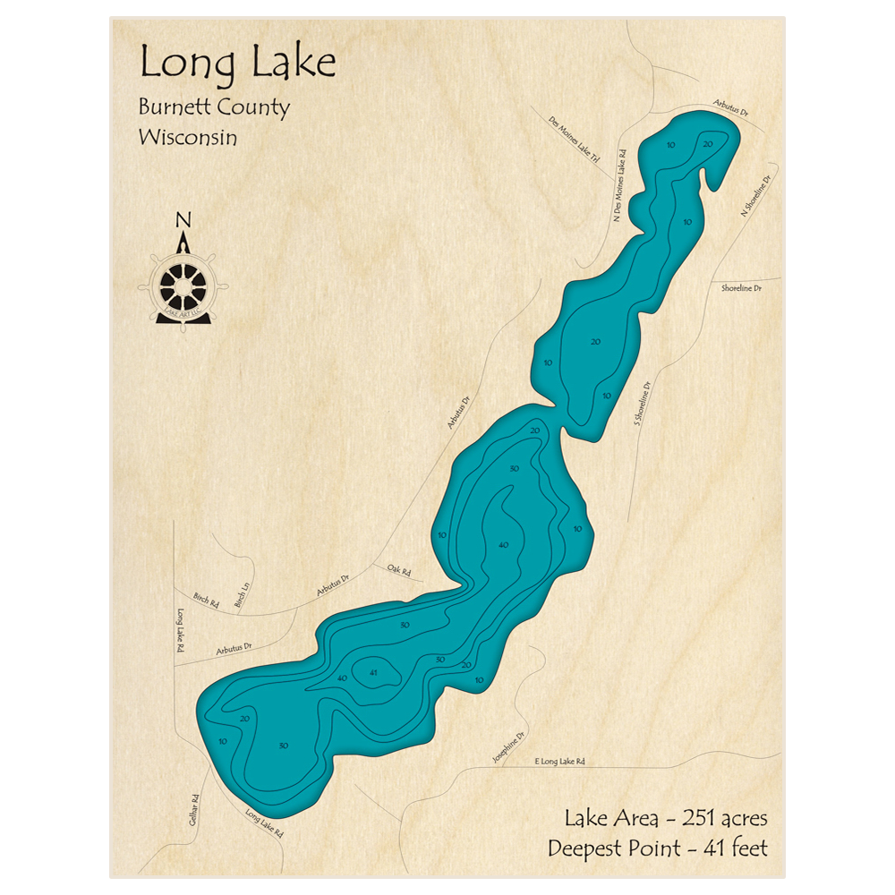 Long Lake 3d Custom Wood Map – Lake Art Llc