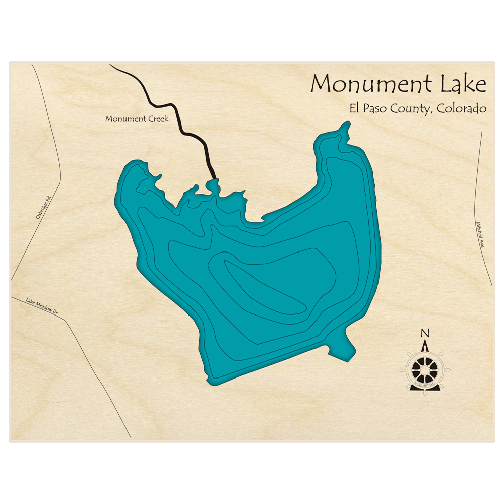 Monument Lake 3D Custom Wood Map – Lake Art LLC