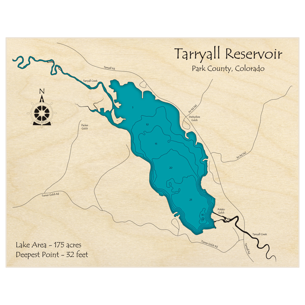 Tarryall Reservoir 3D Custom Wood Map – Lake Art LLC