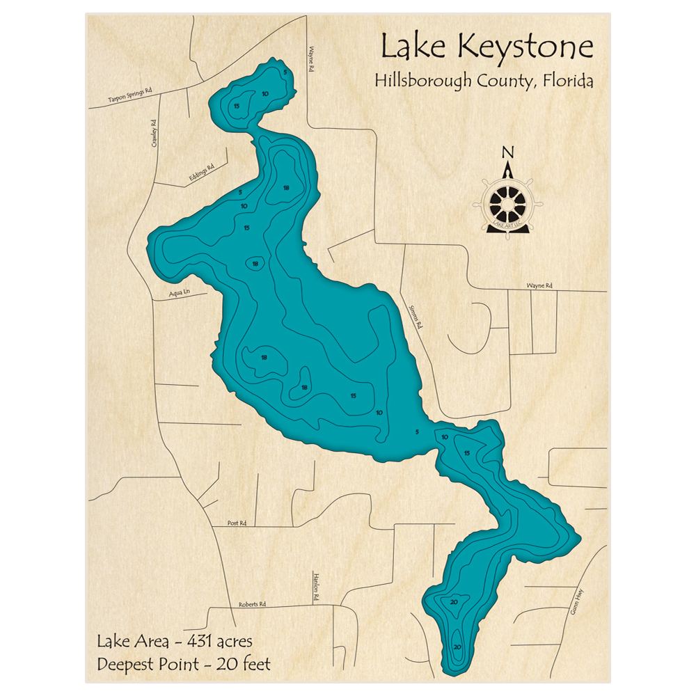 Keystone Lake 3D Custom Wood Map – Lake Art LLC