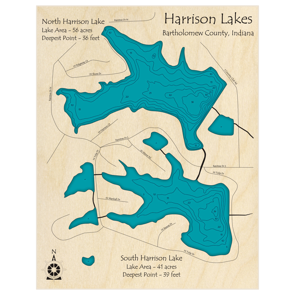 Harrison Lakes 3D Custom Wood Map – Lake Art LLC