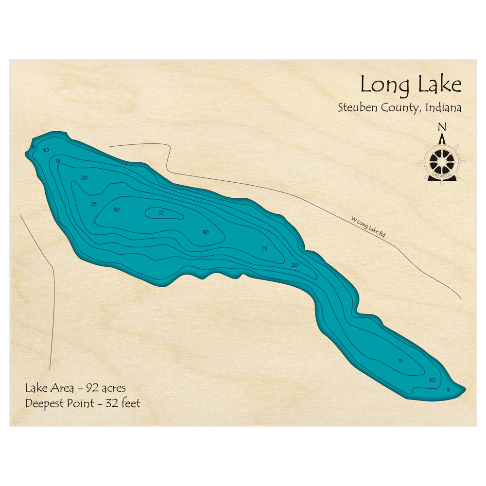 Long Lake 3D Custom Wood Map – Lake Art LLC