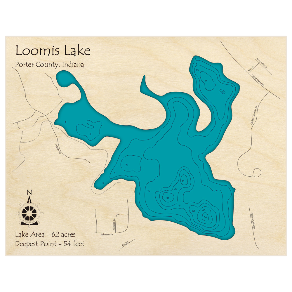 Loomis Lake 3D Custom Wood Map – Lake Art LLC