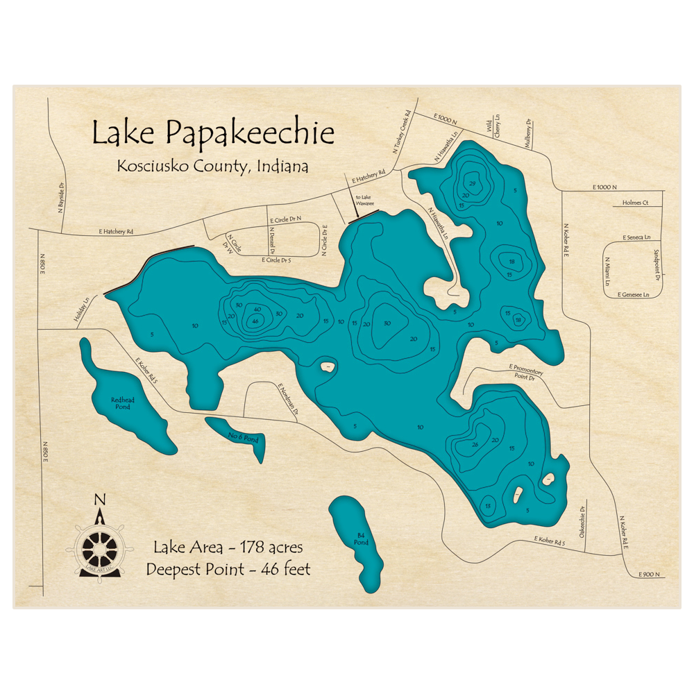 Lake Papakeechie 3D Custom Wood Map – Lake Art LLC