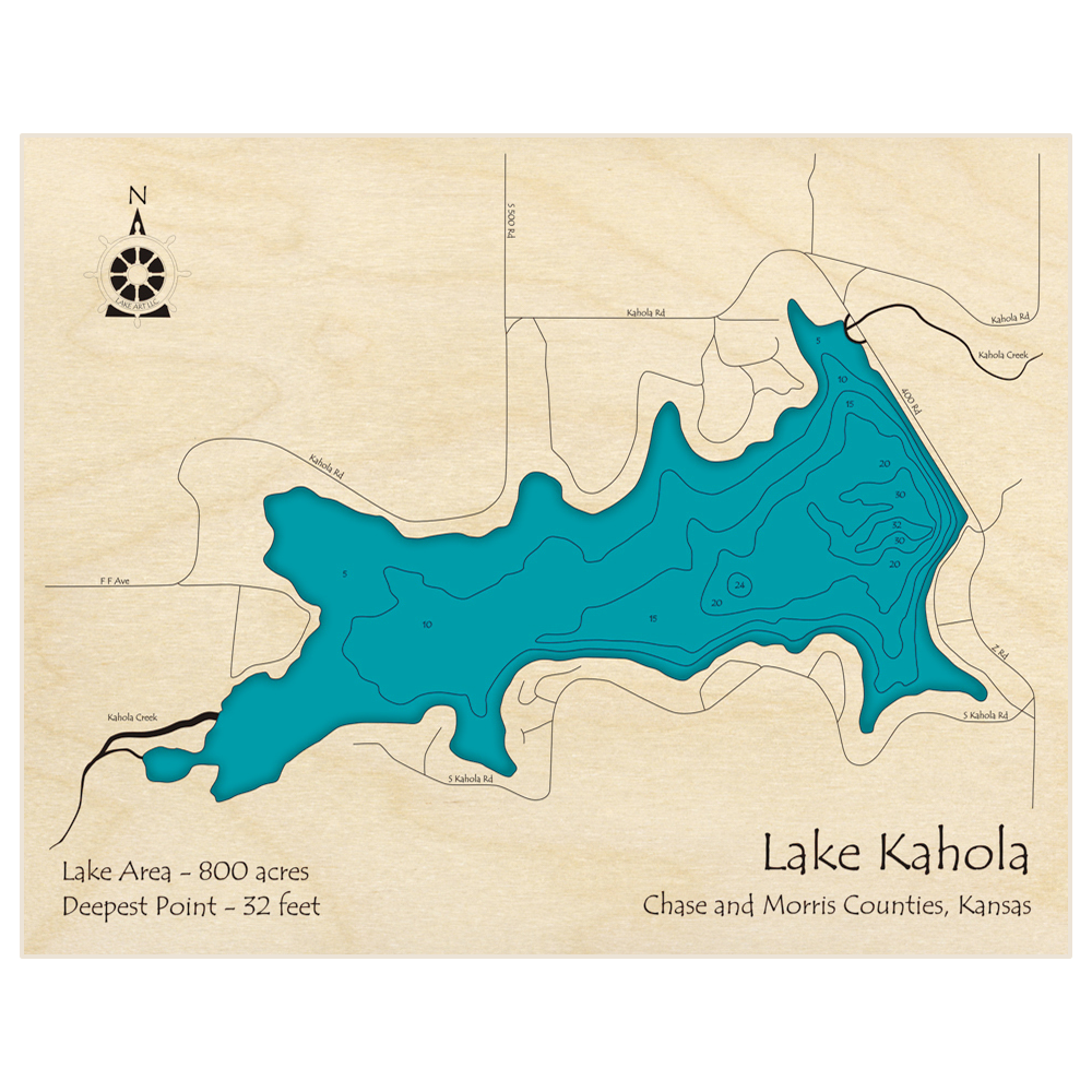 Lake Kahola 3D Custom Wood Map – Lake Art LLC