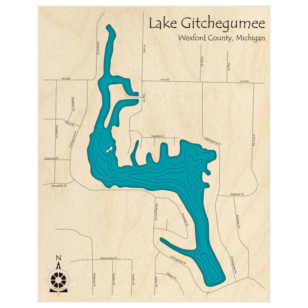 Lake Gitchegumee 3D Custom Wood Map – Lake Art LLC