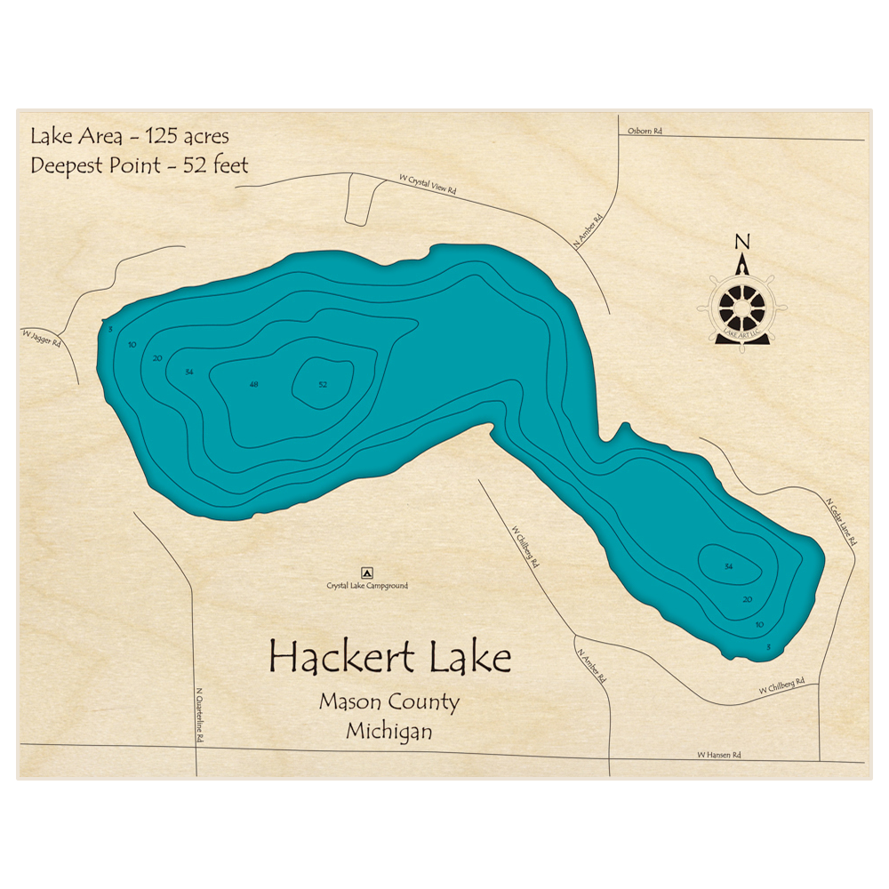 Hackert Lake 3D Custom Wood Map – Lake Art LLC