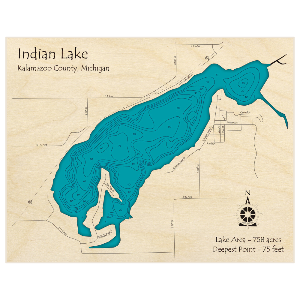 Indian Lake 3D Custom Wood Map – Lake Art LLC