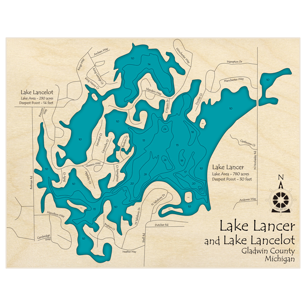 Lake Lancer 3D Custom Wood Map – Lake Art LLC