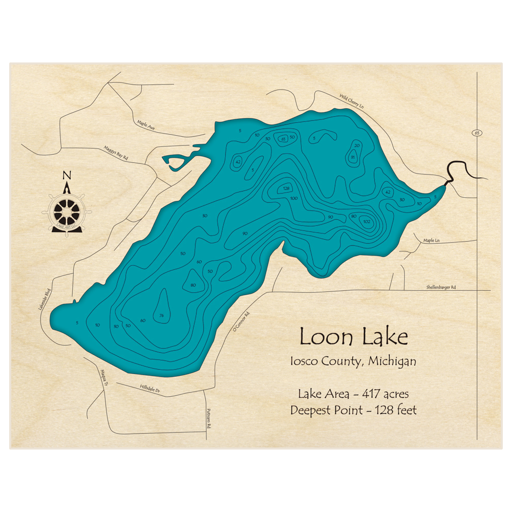 Loon Lake 3D Custom Wood Map – Lake Art LLC