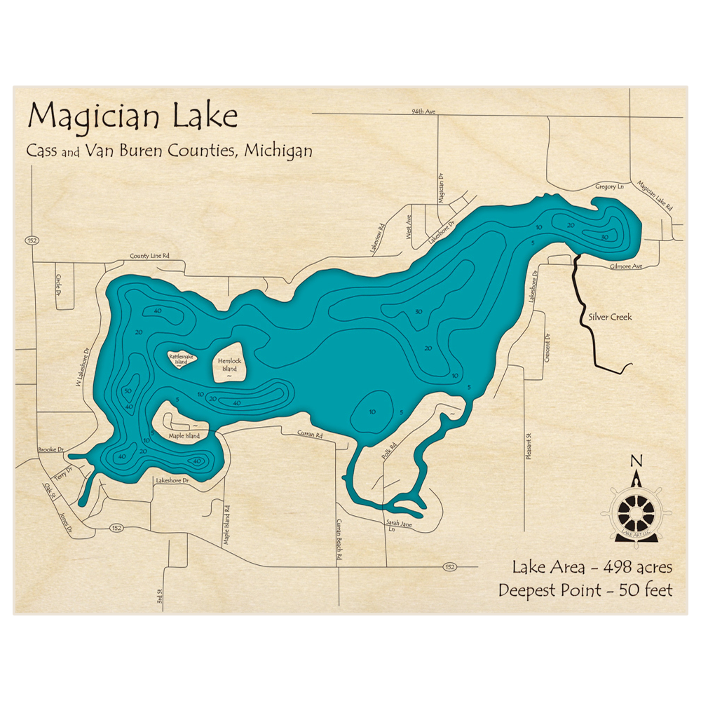 Magician Lake 3D Custom Wood Map – Lake Art LLC