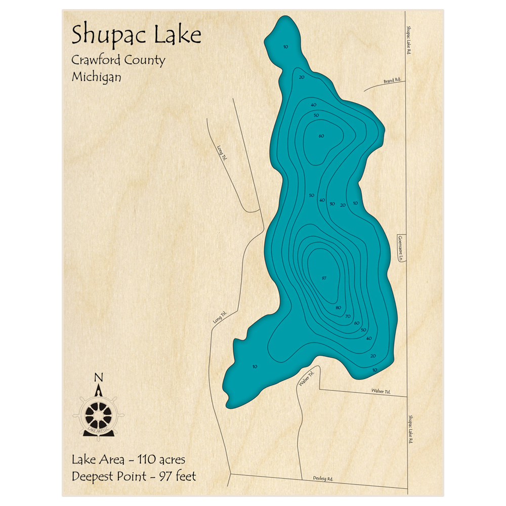 Shupac Lake 3D Custom Wood Map – Lake Art LLC