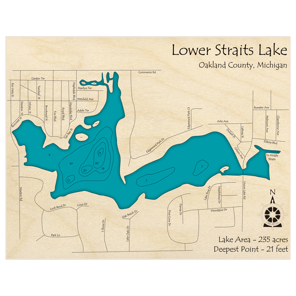 Straits Lake 3D Custom Wood Map – Lake Art LLC