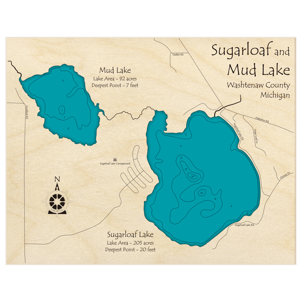 Sugarloaf Lake 3D Custom Wood Map – Lake Art LLC