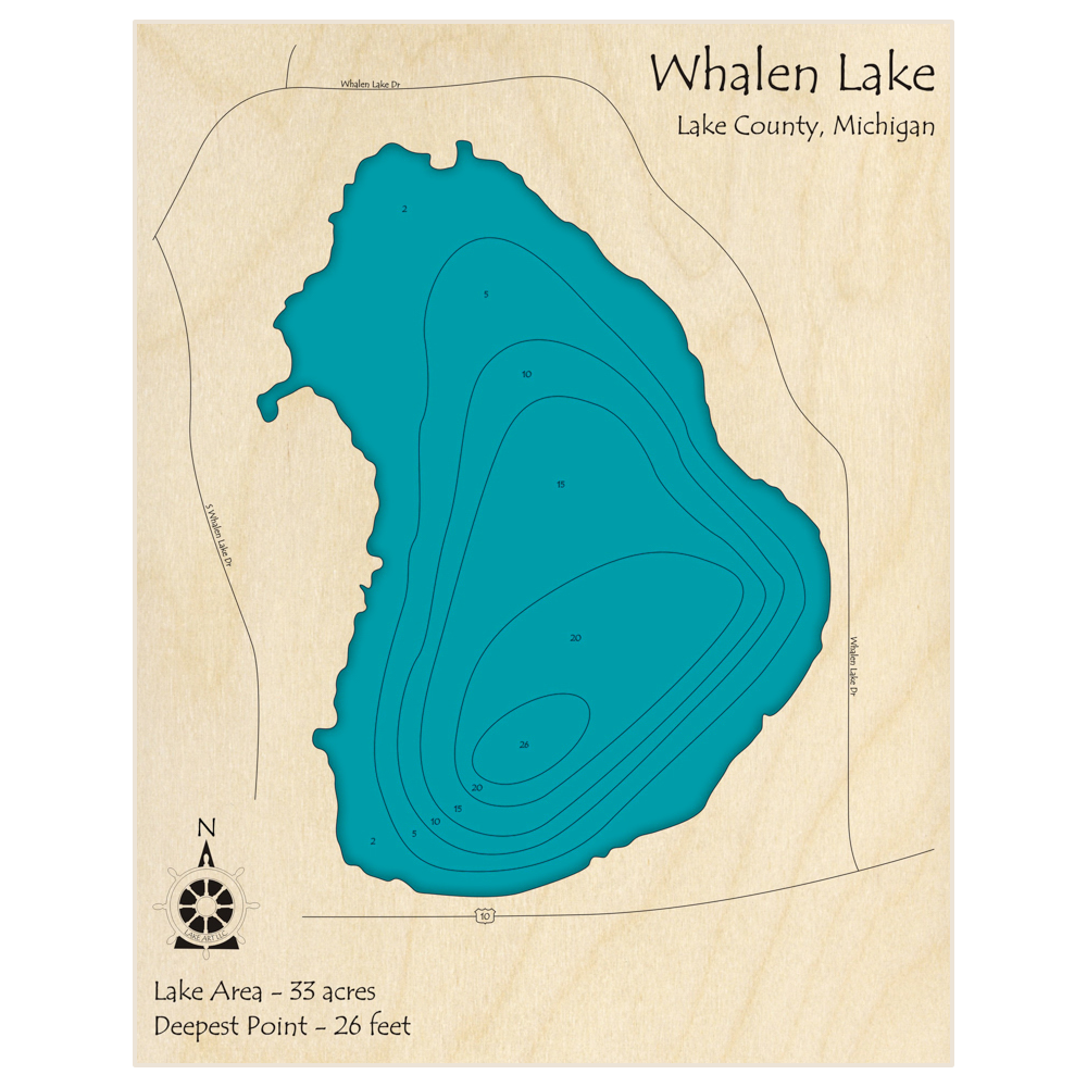 Whalen Lake 3D Custom Wood Map – Lake Art LLC