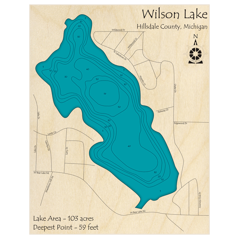 Wilson Lake 3D Custom Wood Map – Lake Art LLC