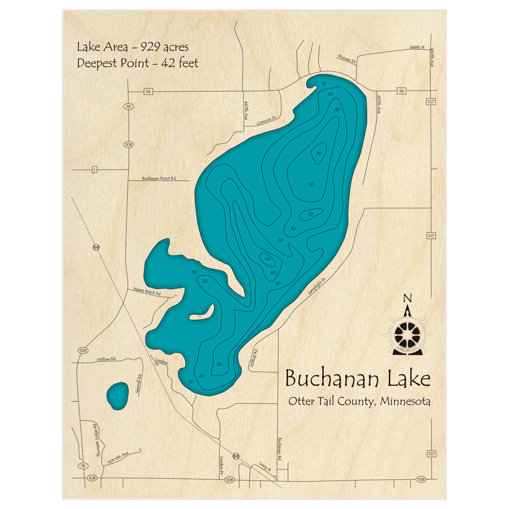 Buchanan Lake 3d Custom Wood Map Lake Art Llc