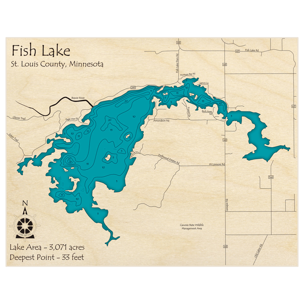 Fish Lake 3D Custom Wood Map – Lake Art LLC