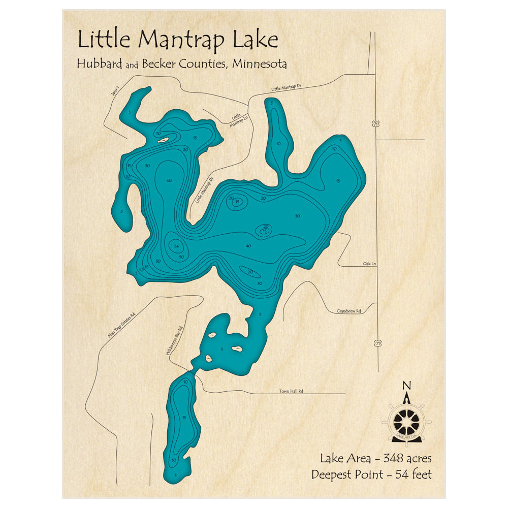 Little Mantrap Lake 3D Custom Wood Map – Lake Art LLC