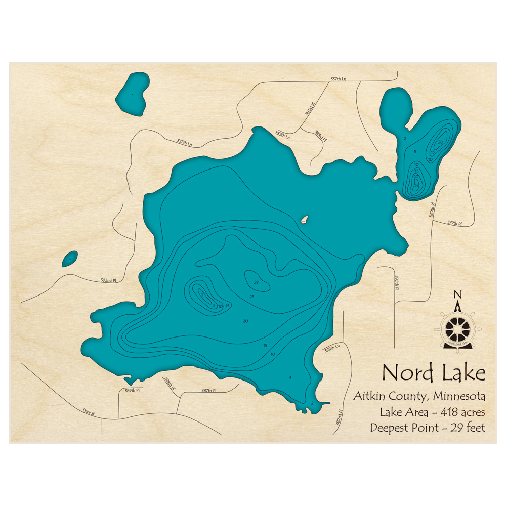 Nord Lake 3D Custom Wood Map – Lake Art LLC