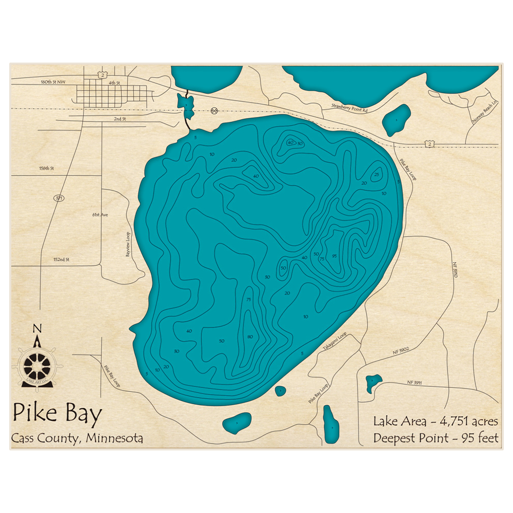 Pike Bay 3D Custom Wood Map – Lake Art LLC