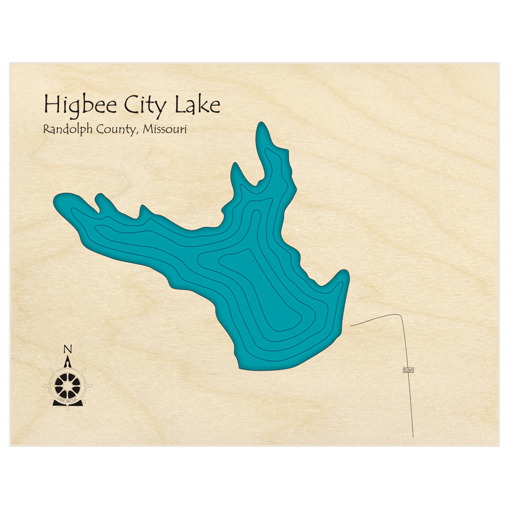 Higbee City Lake 3D Custom Wood Map – Lake Art LLC