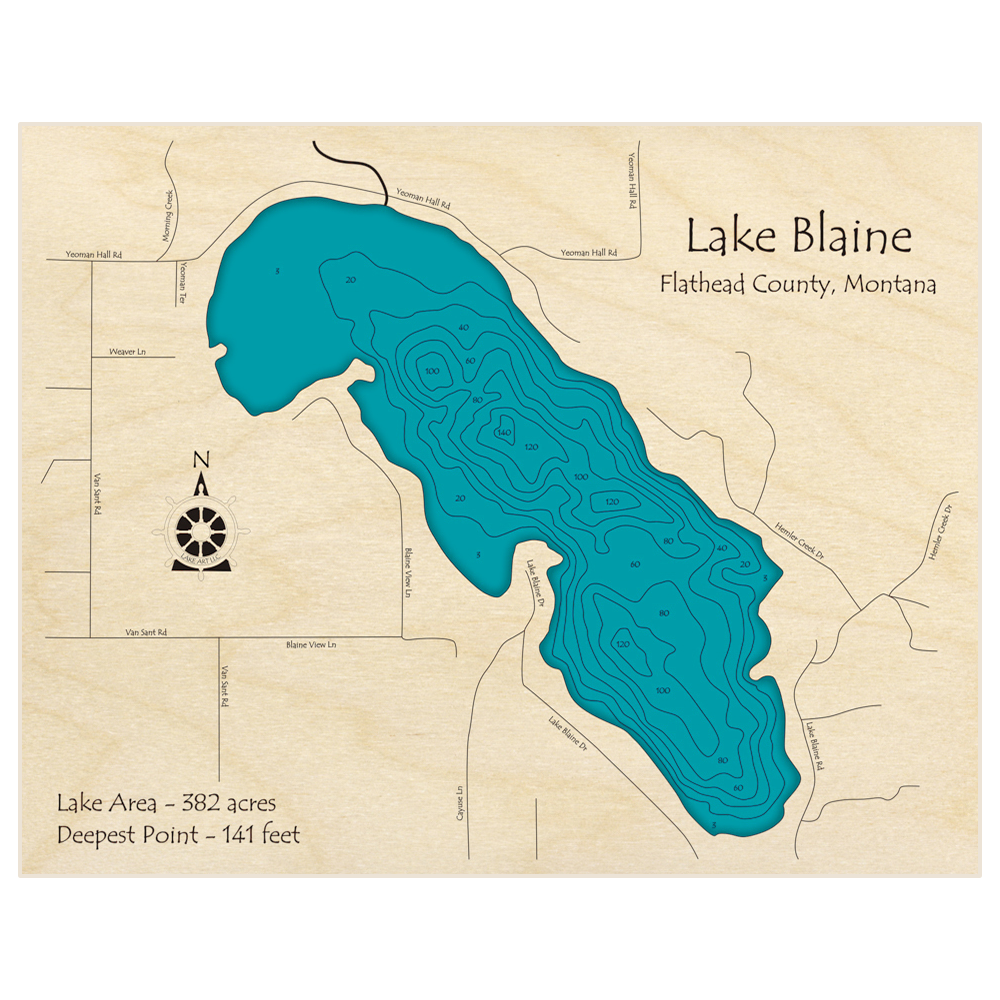 Lake Blaine 3D Custom Wood Map – Lake Art LLC