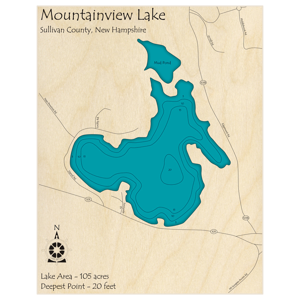 Mountainview Lake 3D Custom Wood Map – Lake Art LLC