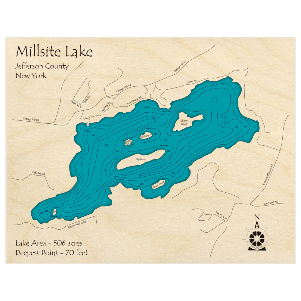 Millsite Lake 3d Custom Wood Map – Lake Art Llc