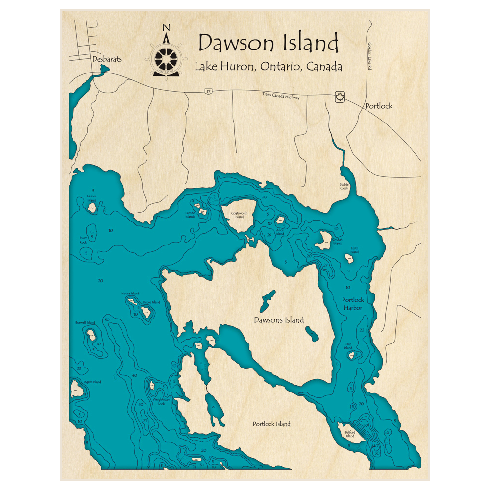 Dawson Island 3D Custom Wood Map – Lake Art LLC