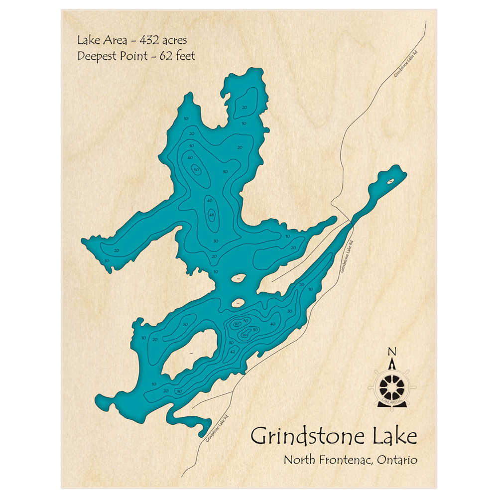 Grindstone Lake 3d Custom Wood Map Lake Art Llc