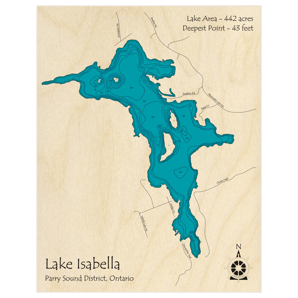 Lake Isabella 3D Custom Wood Map – Lake Art LLC