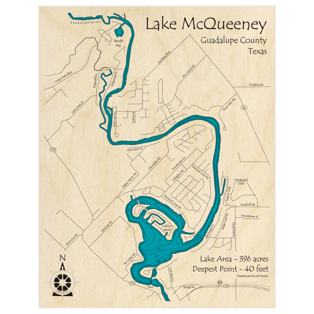 Lake McQueeney 3D Custom Wood Map – Lake Art LLC