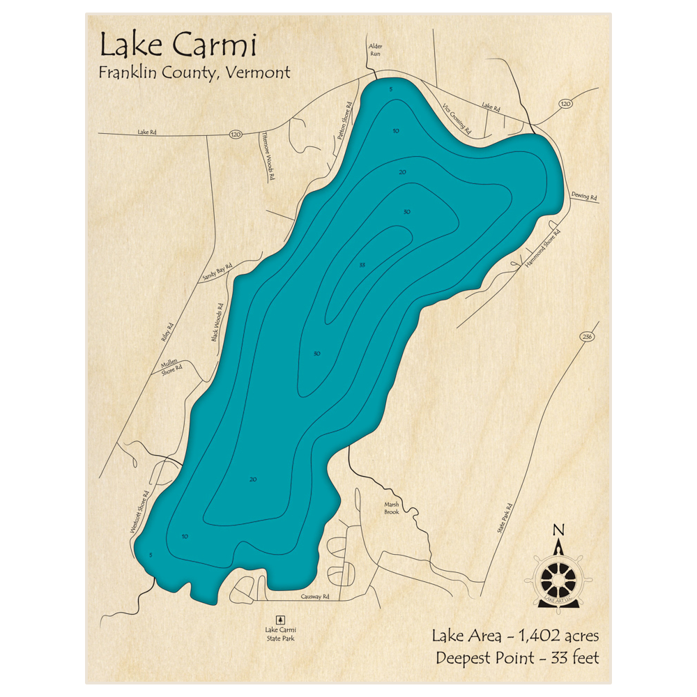 Lake Carmi 3D Custom Wood Map – Lake Art LLC