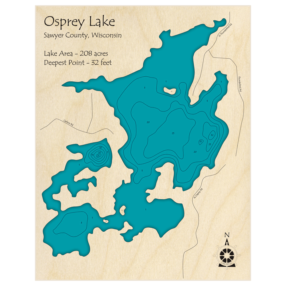 Osprey Lake 3D Custom Wood Map – Lake Art LLC